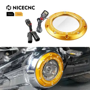 NiceCNC Clear Derby Cover with 450mm 4.5W LED Strip For Harley-Davidson Ultra Limited FLHTK 2017-2022 2023 2024