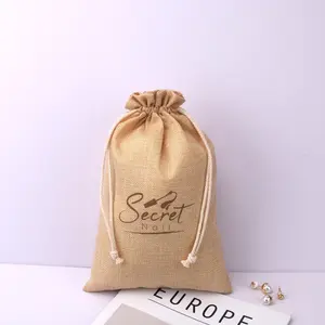Çevre dostu doğal jüt İpli kahve çekirdeği saklama çantası özel Logo baskı çuval bezi kenevir noel hediyesi çanta