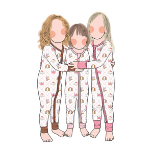 공장 핫세일 귀여운 만화 곰 프린트 아기 우주복 YKK 지퍼 우유 단백질 섬유 원단 부드럽고 편안한 신생아용 - Product Image 5