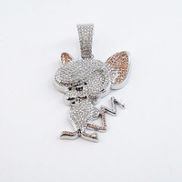 PD3116 Souris Or Diamant Pendentif Or Blanc Charme pour Classe ou Fête avec Cadeau Dessins Animés