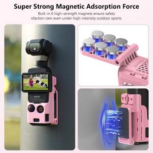 Amazear Magnetic Mount <b>Stand</b> for DJI Osmo Pocket 3 180° Adjustable <b>Desktop</b> Vertical Surface Holder Strong Suction Base (Pink) - Product Image 3