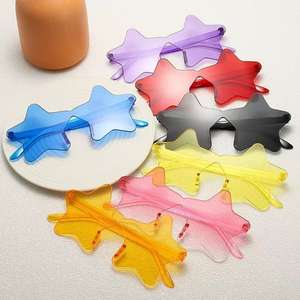 Lunettes de soleil sans monture en forme d'étoile, en PC, légères, unisexe, style bouclier décoratif miroir, été 2025 - Product Image 2