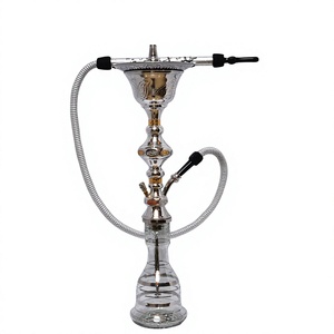 Ensemble de chicha authentique Khalil Mamoon Ice - 86 cm, corps et chambre interne en laiton massif - Product Image 1