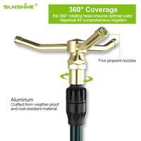 SUNSHINE Pistola Pulverizadora de Metal Pequeña, Boquilla de Riego de Césped y Jardín Rotativa de Latón de 3 Vías de 360 Grados, Bombeo para Agricultura