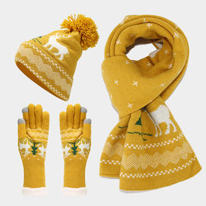 Howhot hiver décoration <span class=keywords><strong>de</strong></span> <span class=keywords><strong>Noël</strong></span> résistant au froid respirant chapeau écharpe opéra longueur gants trois pièces ensemble européen américain wapiti - Product Image 6