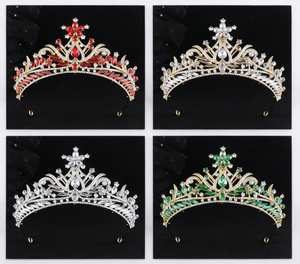 มงกุฎเจ้าสาวสไตล์เกาหลีขนาดใหญ่ 14.5 ซม. ประดับคริสตัลหรูหรา อุปกรณ์เสริมสำหรับเจ้าสาว สไตล์ยุโรปอเมริกัน ทำจากโลหะผสมประดับคริสตัล - Product Image 1