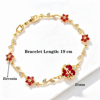 Bracelet en laiton plaqué or réglable avec zircon rouge en forme de cœur traversé d'une flèche, bijou de main de luxe pour femme, cadeau tendance - Grande Vente