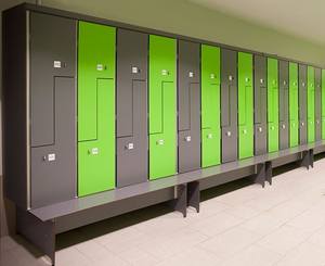 Brikley z צורה קומפקטית hpl ספסלי מערכת עבור חדרים שינוי חדר-ידידותי לסביבה/מפתח/מנעול אלקטרוני - Product Image 4