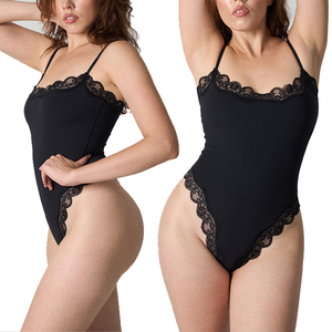 Body string sexy pour femme avec bordure en dentelle, bretelles réglables, sensation seconde peau, entrejambe à boutons-pression, coupe haute, sans couture, pour superposition quotidienne - Product Image 6