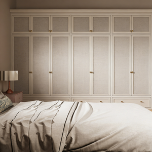 Armoire de chambre à coucher en bois massif avec porte en rotin personnalisée BALOM, texture naturelle, design respirant, cadre robuste - Product Image 6