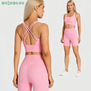 SHINBENE HI CLOUD – tenue d'entraînement pour femmes, ensemble 2 pièces short cycliste et soutien-gorge de <span class=keywords><strong>sport</strong></span>, Gym, Fitness - Product Image 4