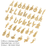 Emanco Edelstahl Micro Pave Zirkon Alphabet-Anhänger PVD A-Z Initialen-Anhänger Kleinserien Großhandel DIY Schmuckzubehör