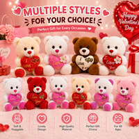 Grosir Langsung Pabrik Boneka Beruang Teddy Lucu dengan Aksesori Hati Bordir Custom OEM untuk Hadiah Hari Valentine