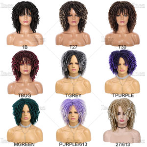 Peluca de <span class=keywords><strong>rastas</strong></span> al por mayor, peluca rizada corta trenzada con flequillo, pelucas rasta realistas para cosplay - Product Image 5