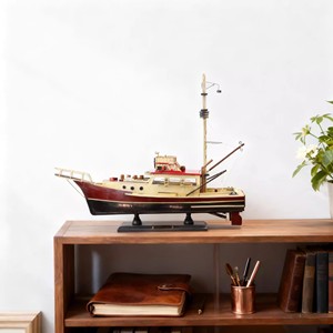 Modelo de Barco de Madera de 37 cm del Tiburón Orca de la <span class=keywords><strong>Película</strong></span> 'Miedos', Decoración Náutica Rústica Antigua - Product Image 1