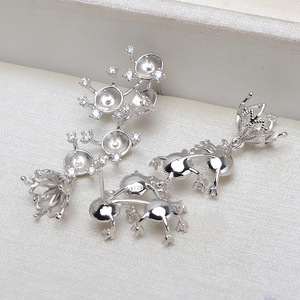 Ensemble de boucles d'oreilles pendantes en argent S925 avec perle baroque pour femmes, accessoires de bricolage, 8 mm, cheveux de fœt, 10 perles, composants de bijoux - Product Image 4