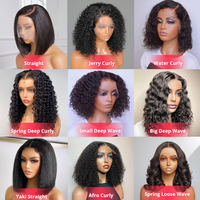 Échantillon Gratuit, Vente en Gros à Bas Prix, Perruques Courtes Bob Droites Sans Colle avec Dentelle Transparente HD, Cheveux Humains, Fournisseurs pour Femmes Noires