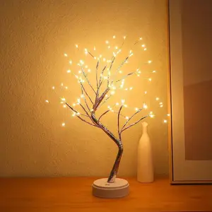 Sıcak satış LED süslemeleri ışıkları ağaç yapay 20In peri ruhu festivali yatak odası hediye kapalı masa Bonsai ışıkları ağaç