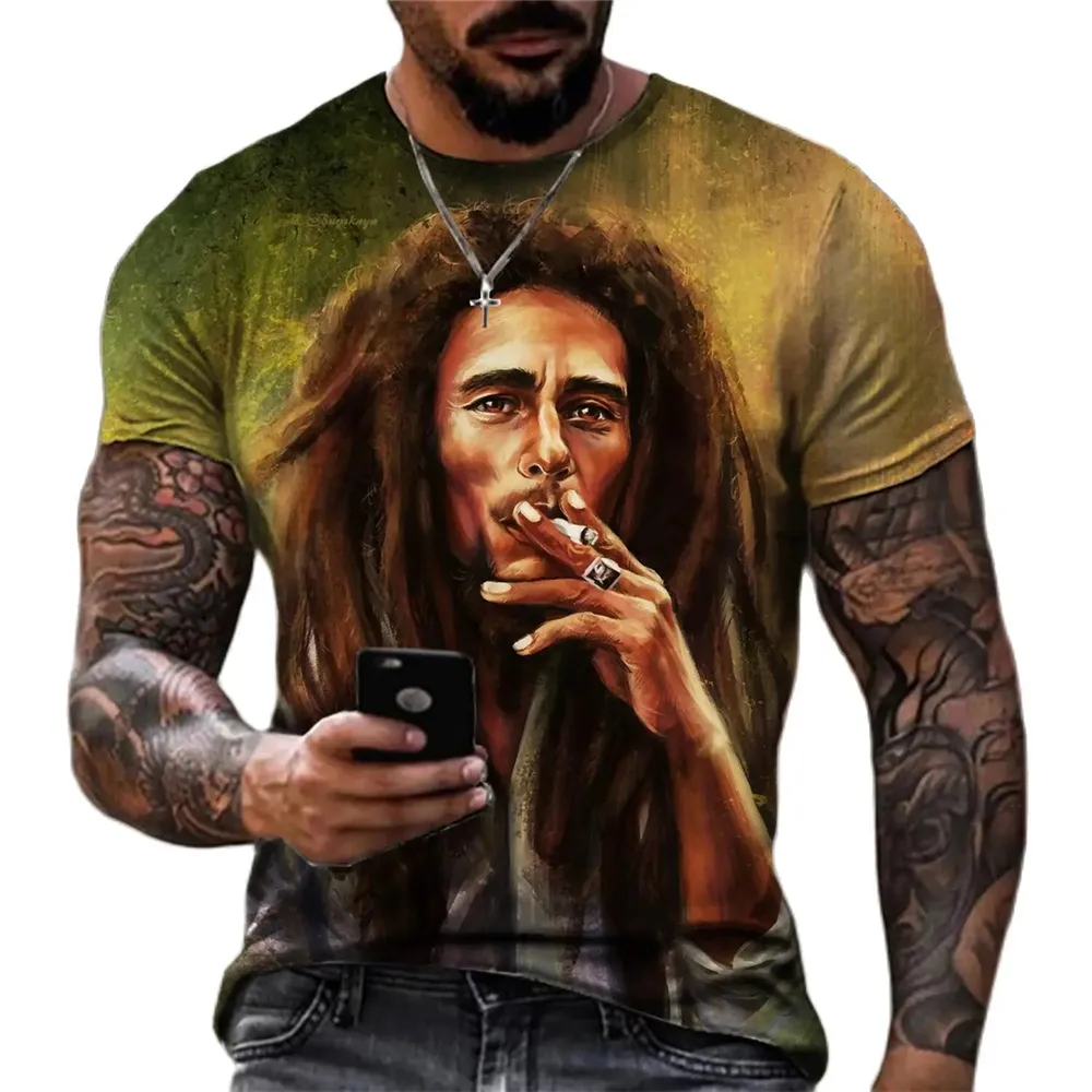 2024 mode Bob Marley Reggae vêtements 3D unisexe hommes femmes à manches courtes t-shirts hauts