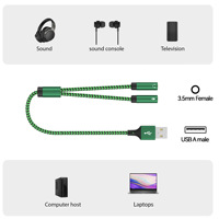 Cable de Audio AUX USB-A Macho a Doble 3.5mm Hembra - Cable para Escuchar y Hablar para Clases en Línea de Escritorio