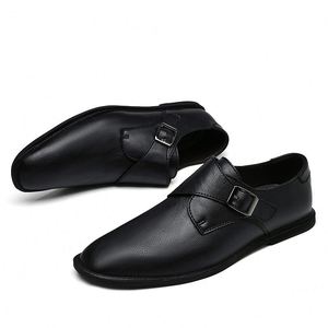 รองเท้าหนังผู้ชายแบบสวมพื้นเรียบ สไตล์ลำลอง ใส่สบายในบ้าน รองเท้าหนังทำมือจากหนังแท้ - Product Image 3