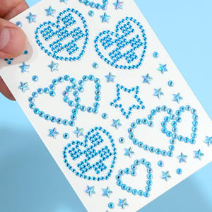 Autocollants décoratifs <span class=keywords><strong>3D</strong></span> en strass pour le visage, cœurs bicolores, pentagrammes, diamants, décorations en strass pour le visage des enfants - Product Image 4