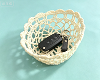 Panier de rangement ovale élégant pour la décoration de la maison, tissé à la main, 11*8*3CM, 100% coton, imperméable, écologique, fait main
