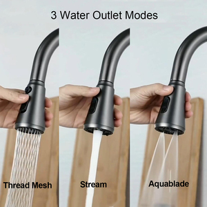 <span class=keywords><strong>Robinet</strong></span> de cuisine à levier unique, tête de pulvérisation pivotante à 360 °, laiton sans plomb, noir Gunmetal - Product Image 4