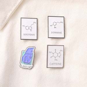 Custom Logo Broche Chemische Moleculaire Structuur Pin Cafeïne Dopamine Serotonine Revers Pin Badge Voor Chemie Pinnen Voor Leraar - Product Image 2