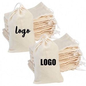Bolsas de Lino Reciclado con Cordón, Bolsa de Almacenamiento de Tela Ecológica, Bolsa de Muselina, Bolsa de Yute con Cordón y Logotipo Personalizado - Product Image 1