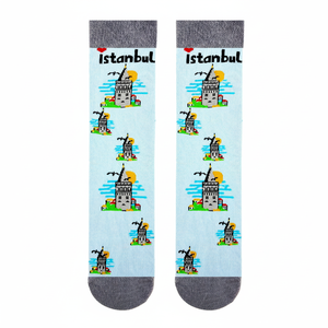Calzini in Nylon Jacquard Stampati con la <span class=keywords><strong>Torre</strong></span> <span class=keywords><strong>di</strong></span> <span class=keywords><strong>Galata</strong></span> <span class=keywords><strong>di</strong></span> <span class=keywords><strong>Istanbul</strong></span>, Traspiranti e Resistenti al Calore, Personalizzabili per Uso Estivo, Invernale e Quotidiano - Product Image 2