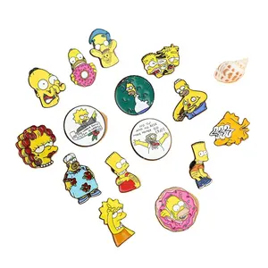 Wholesale Metal Anime Pins Cartoon Simpsons Funny Pins Cute Enamel Anime Badges