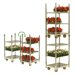 Chariot à quatre roues en acier inoxydable durable, traitement de surface par poudrage, personnalisable OEM pour le stockage des fleurs, marque <span class=keywords><strong>Zenda</strong></span> - Product Image 4