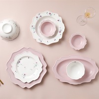 Service de vaisselle en porcelaine classique, sans BPA, écologique, passe au lave-vaisselle, au congélateur et au four, durable, anti-fuite, résistant à la chaleur