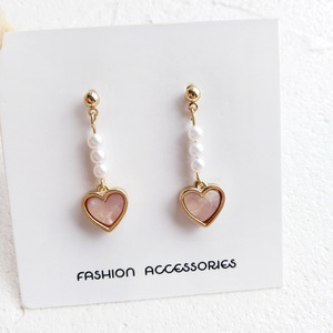 Kadınlar için moda pembe renk kalp inci küpeler bildirimi mizaç Dangle küpe - Product Image 6