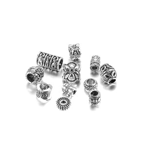 Cuentas espaciadoras de aleación de zinc en plata antigua, formas mixtas para hacer pulseras, cuentas dispersas chapadas en plata 925 AC0541 - Product Image 1