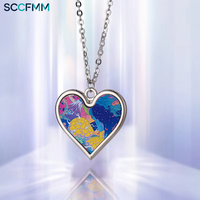 Collier en alliage de zinc à transfert thermique, style Ins, pendentif ovale en forme de cœur avec ailes d'ange, impression photo DIY, bijoux pour la Saint-Valentin, anniversaire