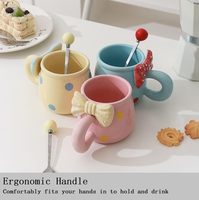Tasses en porcelaine à pois charmantes avec nœuds, design moderne, compatibles lave-vaisselle et micro-ondes, décoration d'intérieur, mugs pour le thé et le café