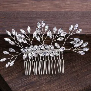 MLTS988 sisir rambut daun kualitas tinggi untuk pengantin buatan tangan sisir rambut kristal perhiasan rambut pernikahan