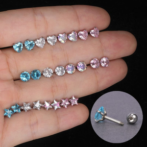 Screw Back Helix Earrings | Stainless Steel Sleep Friendly Thin Bar <b>Cartilage</b> <b>Stud</b> Hypoallergenic Jewelry - Product Image 3
