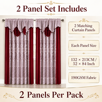 Ensemble de rideaux de luxe en velours avec cantonnière, attaches à pompons, doublure en taffetas, passe-tringle, 55x84 pouces, vente en gros