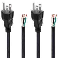 Cordon AC Pigtail 16AWG 3 broches 6 pieds extrémité ouverte 3 fils robuste SJT 16 jauge cordon d'alimentation 120V AC NEMA 5-15P