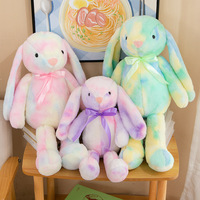 Boneka Kelinci Telinga Lebar Warna-warni, Boneka Kelinci Lucu Lembut, Bantal Teman Nyaman untuk Tidur, Mainan Boneka Plush