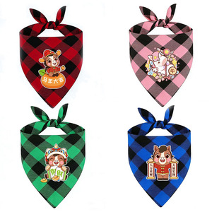 Pet Triangle Bib Checkered Pink Green <b>Red</b> Blue Single Layer For Cats Dogs All Seasons Neck Warmer - Product Image 3