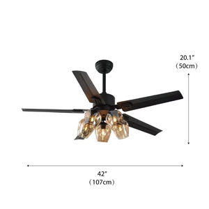 Lámpara <span class=keywords><strong>de</strong></span> <span class=keywords><strong>ventilador</strong></span> <span class=keywords><strong>de</strong></span> <span class=keywords><strong>techo</strong></span> Granja industrial con pantallas <span class=keywords><strong>de</strong></span> vidrio ámbar y aspas negras mate, <span class=keywords><strong>ventilador</strong></span> iluminado silencioso <span class=keywords><strong>para</strong></span> sala <span class=keywords><strong>de</strong></span> estar - Product Image 4