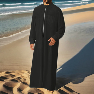 ثوب إسلامي صيفي عصري 2026 مطرز للرجال، دفة رجالية بالجملة من دبي والكويت - Product Image 2