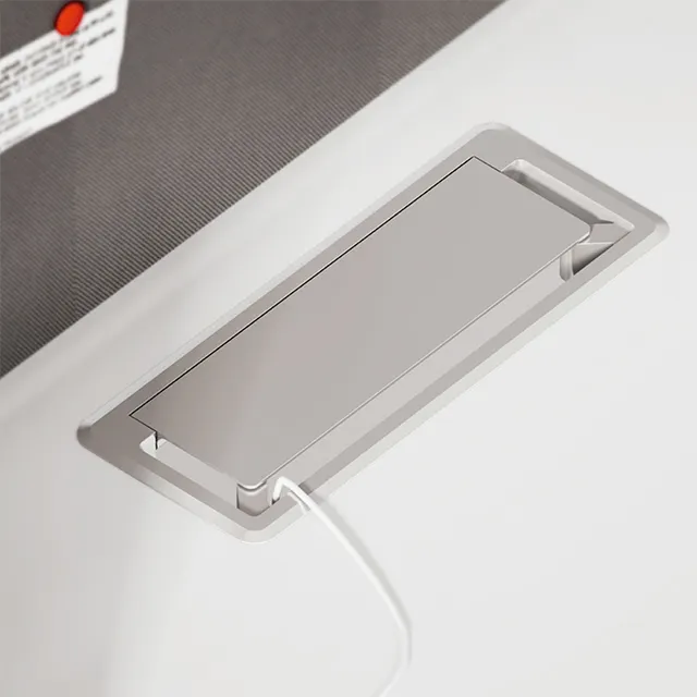 Office desk aluminum square hole cover cable manager grommet, wire organizer box cable tray cover