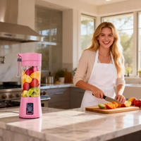 Groothandel 380ML 6 Bladen USB Oplaadbare Draagbare Blenderbeker Huis Buiten Hotel Fruit Smoothie Sapcentrifuge