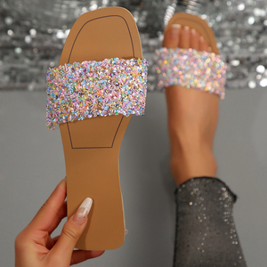 Nouvelles sandales plates décontractées pour femmes, grande taille, à bout carré, été 2025 - 519 - Product Image 1