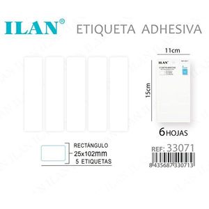 ฉลากกาว ILAN ขนาด 25x102 มม. รูปทรงสี่เหลี่ยมผืนผ้า 5 ฉลากต่อแผ่น แพ็ค 6 แผ่น - Product Image 2
